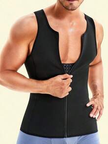 TAILONG Men Shapewear Slimming Body Shaper Compression Shirt Tank Top With Zipper Underwear For Tummy Control - Black - View 8