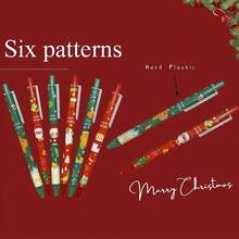 12pcs Christmas Gel Pens, Cartoon Retractable Ballpoint Pens With Classic Christmas Elements Like Santa Claus, Christmas Tree, Snowman, Reindeer, Black Ink, Suitable For School, Christmas Party Favors, Christmas Gift Fillers, Gift Packaging Decorations