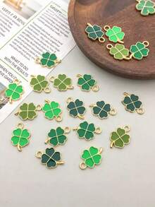 5-20pcs Alloy Enamel Lucky Four-Leaf Clover Flower Pendant, Green Four-Leaf Clover Flower Pendant, Multi-Color Four-Leaf Clover Pendant, Suitable For Making Jewelry, Earrings, Necklaces, Bracelets, Anklets, Phone Straps, Keychains, Bag Charms, Ideal For Holiday Gifts, New Year, Christmas, Halloween - Accessories - View 3