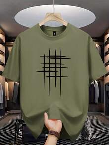 男士时尚休闲常规款短袖图案印花 T 恤，适合作为夏季送给丈夫或男朋友的礼物 - 軍綠色 - 查看 1