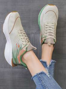 Unisex Teenagers' Height Increasing Breathable Fashion Versatile Comfortable Outdoor Running Sports Shoes, Suitable For Autumn - Green - View 5