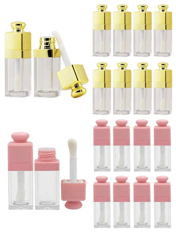 1/2 Stücke leere Lipgloss Röhrchen, 8ml klare Lipgloss Röhrchen mit Applikator, nachfüllbare Lippenbalsam Gloss Behälter für DIY Makeup Lipgloss Herstellung Set, goldene/rosa Lipgloss Röhrchen, Makeup für Frauen und Mädchen, große Pinsel Lipgloss Röhrchen, Lippenpflege Öl Spender Röhrchen, Reise Lipgloss Aufbewahrung