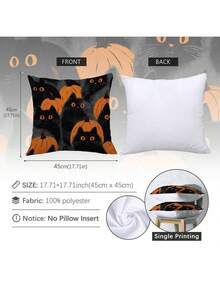 1 Stück/2 Stück Halloween Katzen- & Kürbis-Muster Polyester Kissenbezug [ohne Kissenfüllung], 45 x 45 cm/50 x 50 cm, [einseitiger Muster] Halloween Schwarze Katzen Kürbisse Dekorative Kissenbezüge für Sofa, Bett, Wohnzimmer, Schlafzimmer, Auto, Büro, Hotel, ganzjährig, perfektes Geschenk für Familie und Freunde