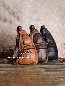1PC Personalized Leather Crossbody Bag,Christmas Gift,Groomsmen Gifts, Crossbody Sling Bag,Leather Chest Bag For Men,Quality Travel Bag,Shoulder Bag For Dad
