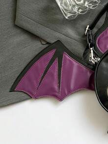 1 Pc New Fashionable And Fun Halloween Themed Devil Bat Shaped PU Leather Crossbody Bag With Wings And Foldable Design For Women For Outdoor&Halloween Themed Party&Halloween Costume Matching&Gift For Friends, Perfectly Matching With Halloween Costumes Women