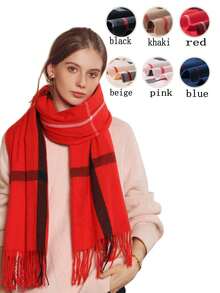 Premium Wool Scarf For Women, Thick Cashmere Blend Plaid Scarf, Versatile Autumn/Winter Accessory, 2025 New Style