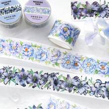 2m/Rolle Dekorative Washi Tape mit Blumenmotiv, kreative ästhetische Aufkleber, DIY Scrapbooking Bastelbedarf, Geschenke, personalisierte Planer Schulbedarf