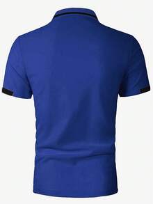 Plus Size Men's Summer Formal Business Casual Polo Shirt, Simple Color Block Collared Button Short Sleeve Top, Plus Size Fashion Versatile Polo Shirt For Daily Commute, Comfortable Fabric, Available In Magenta, Navy, Olive, Burgundy - Great Gift For Boyfriend Or Husband