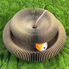 Rascador de cartón corrugado para gatos en forma de acordeón, magnético y versátil, sin desorden, autoentretenemiento, resistente a rasguños y desgaste, juguete para gatos