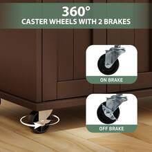 Vongrasig 39" Kitchen Island On Wheels With Storage Cabinet Kitchen Cart Cabinet With Shelves, Cart Handle For Towel Rack Or Free Mobility, Portable Islands, - Brown - View 10