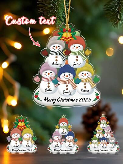Personalized 2D Christmas Snowman Tree Ornaments, Custom Ornaments With Names For Christmas, Customized Xmas Decorations Ornament Gifts, Customized Snowman Xmas Tree Hanging Tags With Family Name,Personalized Gifts, Christmas Gifts,Personalized Christmas Ornaments, Personalized Ornaments,Cute,Snowman Christmas Ornament ,Personalized Christmas Tree Ornament,