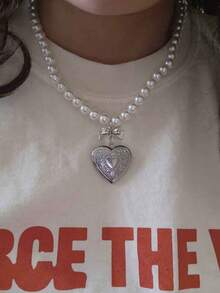 1 chiếc vòng cổ mặt trái tim vĩnh cửu phong cách Harajuku Gothic ngọt ngào, phù hợp cho phụ nữ, trẻ em gái, phụ kiện trang sức Punk cổ điển Y2K, quà tặng cho ngày lễ tình nhân, ngày của mẹ - Bạc - Xem 5