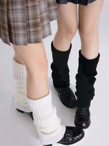 1双女士宽松针织大象图案过膝/及膝长袜，学院风，保暖百搭，适合搭配各种休闲服饰 | JK学院风腿套，芭蕾舞腿套，秋冬季，舒适保暖 - 灰色 - 查看 20