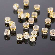 10Pcs Gold Edge Round Ear Plugs Unisex Simple Style ABS Resin Design Comfortable Ear Accessories For Daily Wear Gift Giving Halloween Christmas And Special Occasions - Vàng - Xem 2