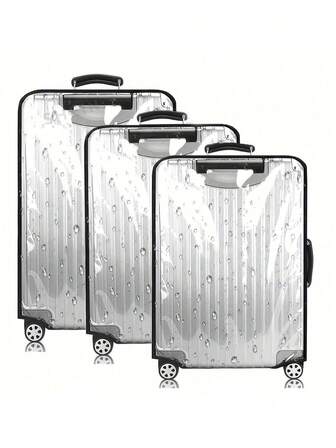 3pcs Suitcase Protective Cover Transparent Thickened Wear-Resistant Waterproof Trolley Case Cover Travel Suitcase Cover