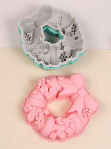 1pc Christmas Bow Wreath Silicone Cake Mold - Versatile Baking & Dessert Mold For DIY Pastries, Mousse, And More - Perfect For Holidays Like Christmas, Easter, Valentine's, Thanksgiving Christmas Christmas Decorations Christmas Pajamas Christmas Gifts Christmas Decor