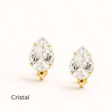Ear Without Piercing Drop Clip-On Earrings With Crystal | Gold Plated | NO EAR PIERCING REQUIRED - White - View 1