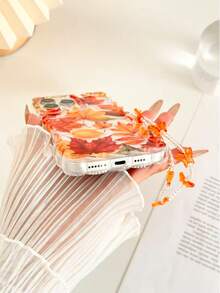 枫叶波浪边极简高端 TPU 彩绘防震手机壳，配手工串珠手链配件，适用于 17pro/17Air /17/17promax16/11/16pro/16plus/16promax/16e/15Promax/13/14/12/XS/XR/7G/8P、XR /7/8、 15 Promax、 13、 14、 11、软保护壳，枫叶波浪边 TPU 彩绘防震软手机壳，兼容 12/14 - 彩色 - 查看 4