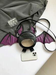 1 Pc New Fashionable And Fun Halloween Themed Devil Bat Shaped PU Leather Crossbody Bag With Wings And Foldable Design For Women For Outdoor&Halloween Themed Party&Halloween Costume Matching&Gift For Friends, Perfectly Matching With Halloween Costumes Women