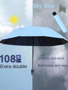 Extra Large 12 Ribs Black Windproof Waterproof Folding Umbrella For Business Men's & Women's Travel, Reinforcement Umbrella For Both Rainy And Sunny Day For Windproof Travel Umbrella, Aluminum Shaft, Auto-Black, Lightweight, Strong UV Protection, Foldable, Compact, Portable, Auto Open, Rainproof, Sunshade Umbrella For Women Umbrella Rainproof Windproof