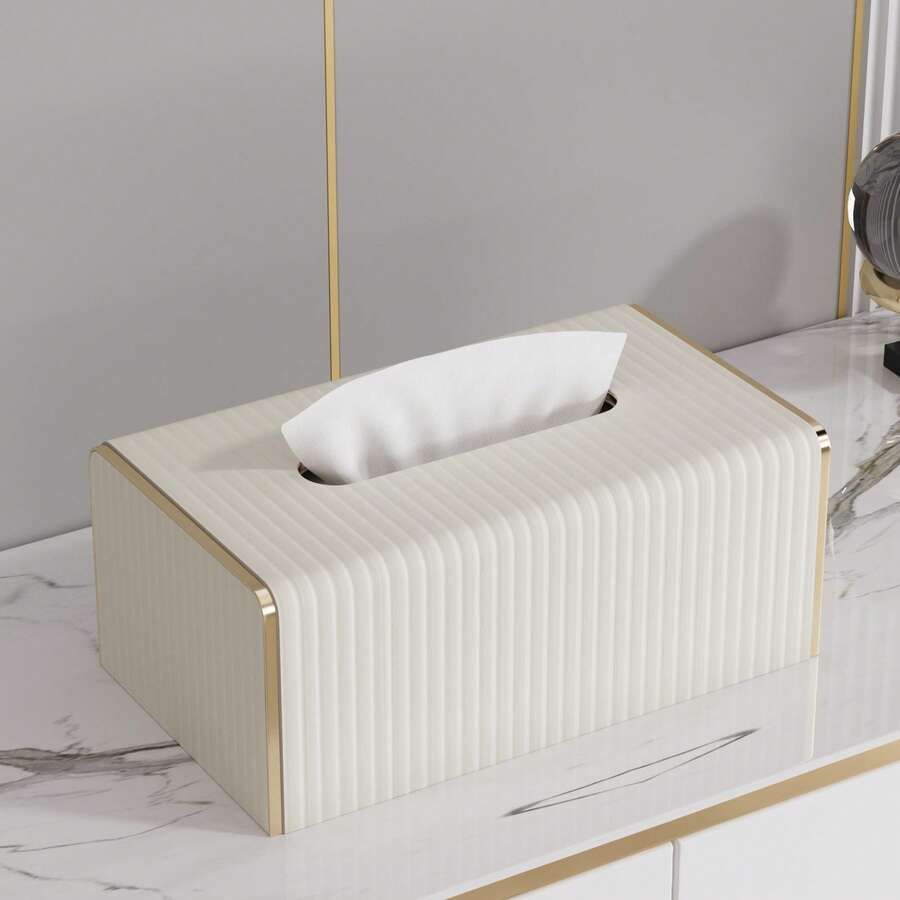 Hộp đựng khăn giấy hình chữ nhật bằng da PU, hộp đựng khăn ăn, giá đỡ trang trí/hộp lưu trữ, thích hợp cho mặt bàn phòng tắm, bàn đầu giường, bàn cà phê, nhà ở, bàn làm việc và xe hơi, quà tặng ngày lễ - Nhiều màu - Xem 1
