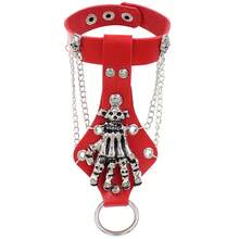 Skeleton Spider Web Darkly Chain Fingerless Punk Halloween Gloves - Multicolor - View 10