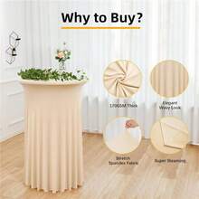 Khăn trải bàn cocktail co giãn 24/32 inch, khăn trải bàn tròn cho quầy bar cao, khăn trải bàn kiểu váy hè dệt kim, thiết kế rủ mềm mại, khăn trải bàn co giãn cho phòng tiệc và quầy bar. - Nhiều màu - Xem 3