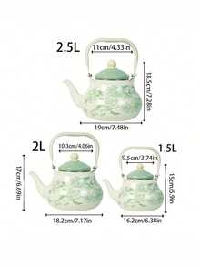 1 set Tetera esmaltada, con fondo blanco y diseño de mariposa y flor, campana antigua, que se puede calentar directamente durante todo el año para hervir agua, teteras, cafeteras, teteras para tostar té alrededor de una estufa y el té de la tarde, y ollas de regalo para dar a familiares y amigos en festivales y cumpleaños