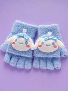 Sanrio 1 Peça Luvas Quentes e Fofas de Desenho Animado Sanrio para Crianças, Luvas Quentinhas e Confortáveis com Parte Superior Reversível, Adequadas para Uso Diário no Outono/Inverno