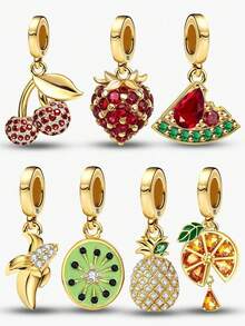 1pc 925 Sterling Silver Pineapple Pendant, Suitable For Women Bracelet, Bangle DIY Jewelry Making And Daily Accessories Decoration - Gold - View 2