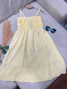 ANJO&M FASHION Short Dresses With Lace, Lined At The Back With Elastic, Size M G Gg Simple - 淡黃色 - 查看 4