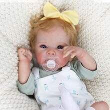 An 18-Inch (45 Cm) Adorable Lifelike Newborn Doll Made Of Vinyl Silicone, With Golden Hair And A Cute Face, Suitable As A Birthday Gift, Christmas Gift, Or Halloween Gift.