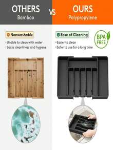 1 pieza Caja de almacenamiento de cubiertos de gran capacidad, bandeja de cubiertos expandible, organizador de utensilios para cuchillos, tenedores, cucharas, palillos, almacenamiento en el mostrador de la cocina, adecuado para regalos de vacaciones, regalos de cumpleaños, regalos de Navidad, regalos de Halloween, regalos del Día de la Madre, regalos del Día de San Valentín, regalos de Acción de Gracias, decoración del hogar, almacenamiento para fiestas y Navidad