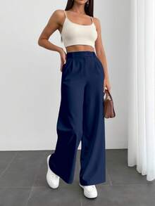 Sily Moda Women's Tailored Pantaloons With Italian Crossover Clasp Detail - 藏蓝色 - 查看 2