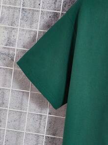 Camiseta de Manga Curta com Gola Redonda, Teia de Aranha Gráfica Branca para Homens, Rock And Roll, Presente para o Namorado, Para Sair - Verde Escuro - Visão 3