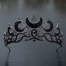 Gothic Moon Star Tiara - Glittering Rhinestone Headpiece For Halloween Cosplay (Witch/Vampire/Dark Fairy) Unisex Gothic Crown For Costume Parties, LARP & Photo Shoots - Elegant Celestial-Themed Accessory - Perfect Gift For Gothic Lovers, Cosplayers & Alternative Fashionistas - Great For Samhain & Vampire Balls - 彩色 - 查看 13