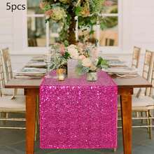 1/5pcs 12 X 108 Inch Silver Glitter Table Runner, Suitable For Wedding, Birthday Party, Holiday, Bridal Shower, Christmas, Daily Use, Outdoor - Multicolor - View 19