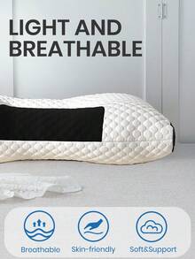 1/2pcs Pillows, Bedding, Bed Pillows, Soft And Comfortable Bedding For Bedroom, Christmas Decorations, 3D Knitted Cotton Massage Pillows, Suitable For Cervical Spine-Adult Sleep Health Care| Shoulder Pain Pillow For All Sleeping Positions, Halloween Decor, Room Decor, Halloween, Help Sleep And Protect The Neck Pillows, Honeycomb Shape Massage Pillows, Washable Pillows Core, Halloween Gift, Dorm Room Essentials College, Suitable For Home Bed, Sofa, Living Room, Bedroom - 白色黑邊 - 查看 9