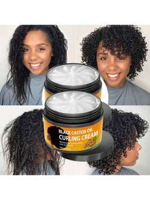 2pcs Black Castor Oil Curl Cream, Infused With Moroccan Argan Oil - Long-Lasting Frizz Control, Moisturizing Elastic Curl Styling Conditioner, Suitable For Dry And Curly Hair, Unisex - 2PCS - View 5