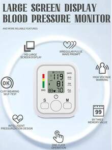 Monitor de presión arterial inteligente doméstico de alta precisión de grado médico - Blanco - Ver 8