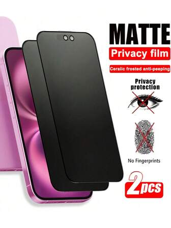 2 件陶瓷磨砂哑光钢化玻璃适用于 17 16 14 13 12 11 15 Pro Max 6 7 8 16 Plus 磨砂屏幕保护膜适用于 13 Mini X XR XS MAX 屏幕保护必备品，适用于日常防护、办公室、家用手机屏幕保护膜手机配件防水防震防摔防刮