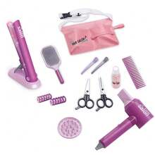 Kids Pretend Play Hairstyling Toy Set - Blow Dryer & Straightener, Girls Beauty Salon Makeup Dress Up Princess Accessories Gift Toys