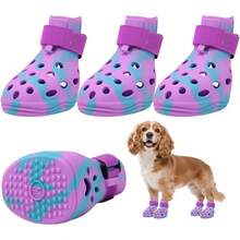 Dog Shoes For Hot Pavement NonSlip Dog Boots For Small Medium Large Dogs Adjustable Straps Paw Protectors Easy On Off Purple M - Màu tím - Xem 1