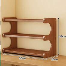 Kệ để đồ để bàn 2/3/4 tầng có kệ tre/gỗ dày, thích hợp để đựng cốc, đồ ăn nhẹ, cốc cà phê, sách và các vật dụng khác trong nhà bếp, phòng học, phòng khách - Màu nâu - Xem 8