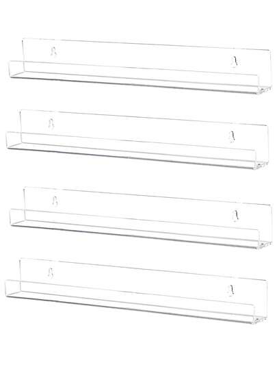 4 przezroczyste akrylowe półki do przechowywania na ścianie, akrylowe półki wiszące, akrylowa półka na książki, półki ścienne do salonu, łazienki, dekoracji ściennych