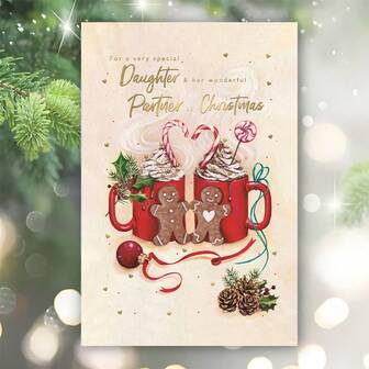 1pc Joyful Family Christmas Greeting Card With Envelope - Perfect For Holiday Reunions, From Parents To Daughter & Partner, Suitable For Men, Women, Friends And Family