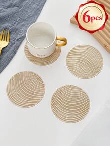 6-24pcs Gold Hollow Round PVC Coasters, Waterproof, Washable, Easy To Clean, Anti-Slip, Suitable For Dining Table, Glasses, Holidays, Weddings, Parties, Festivals - Size(3.94in Round) - View 11