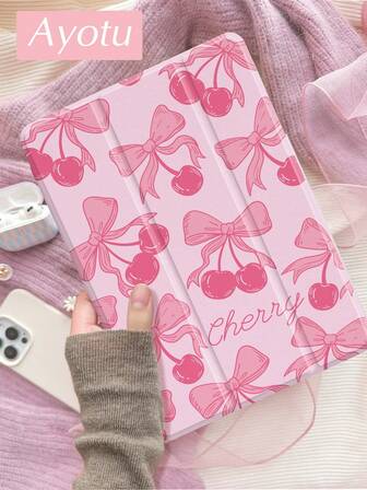 Funda protectora con patrón de cerezas rosas, compatible con iPad 10.2 pulgadas (2021/2020), iPad 9.ª/8.ª generación, iPad (A16) 11 pulgadas (11.ª generación, 2025), Galaxy Tab A8 10.5 pulgadas (2022), funda protectora para tableta con ranura para lápiz, compatible con Kindle Paperwhite 12.ª generación (2024), Kindle (11.ª generación, 2024) (6 pulgadas), admite la función de suspensión/activación automática.