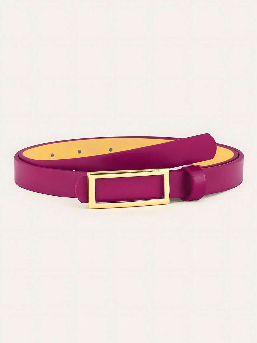 1 件基本款方形扣细腰带，适合搭配连衣裙和裤子 - 玫紅色 - 查看 1