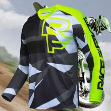 Teleyi 男士户外摩托车、山地自行车、速降自行车T恤、休闲骑行服、山地自行车衬衫、BMX健身T恤 - 黑色 - 查看 1